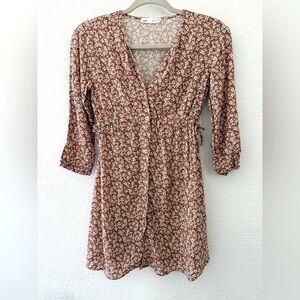 Zara girls Sundress with V-Neck and Cuffed Sleeves button front elastic waist